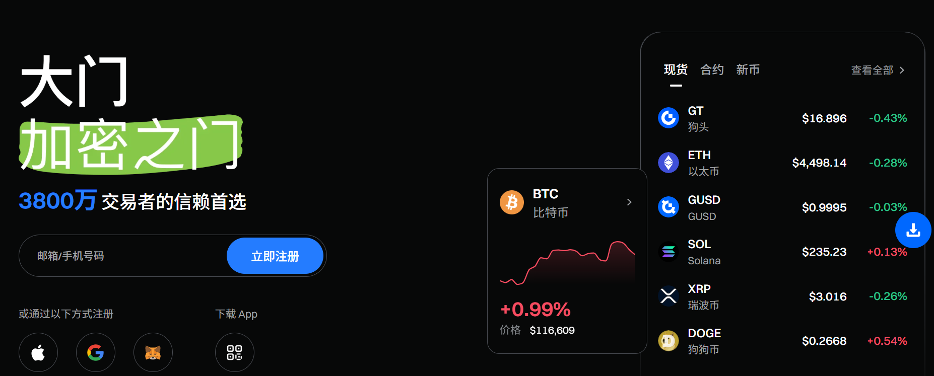 大门 加密货币之门,3800万交易者的信赖首选